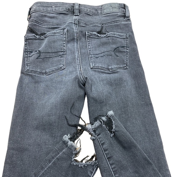 AMERICAN Eagle distressed super high rise jegging crop jeans size 00 short - Picture 6 of 12